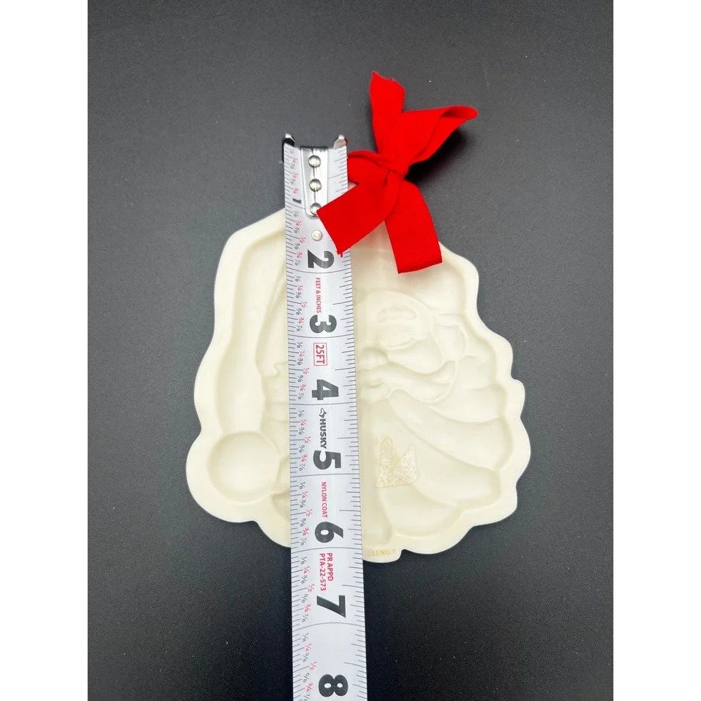 Lenox Holiday Santa Cookie Press Stoneware Christmas Decor 6095202 Cream Red Bow